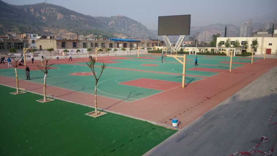 榆林绥德中学 EPDM 塑胶篮球场地施工案例