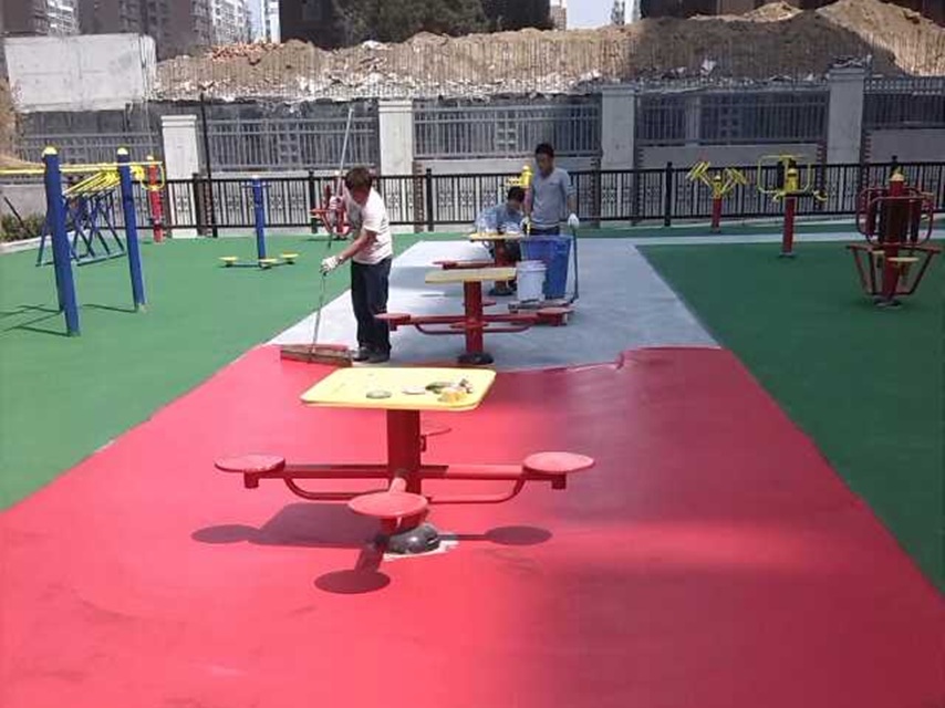 西安天赐颐府小区活动场地丙烯酸地坪漆施工案例