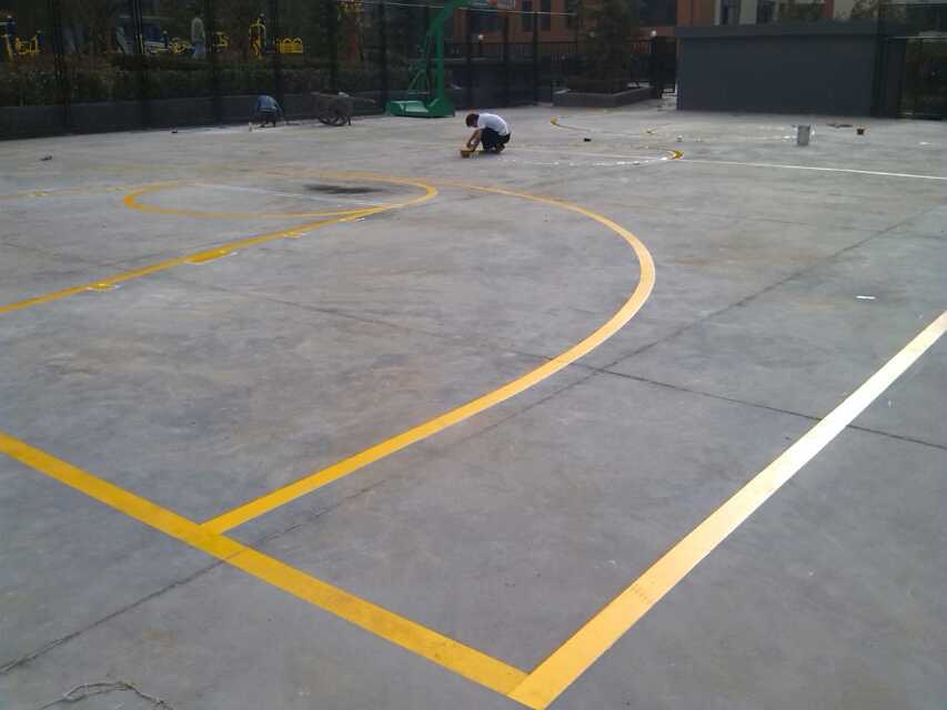 西安天赐颐府住宅小区篮球场专业划线案例
